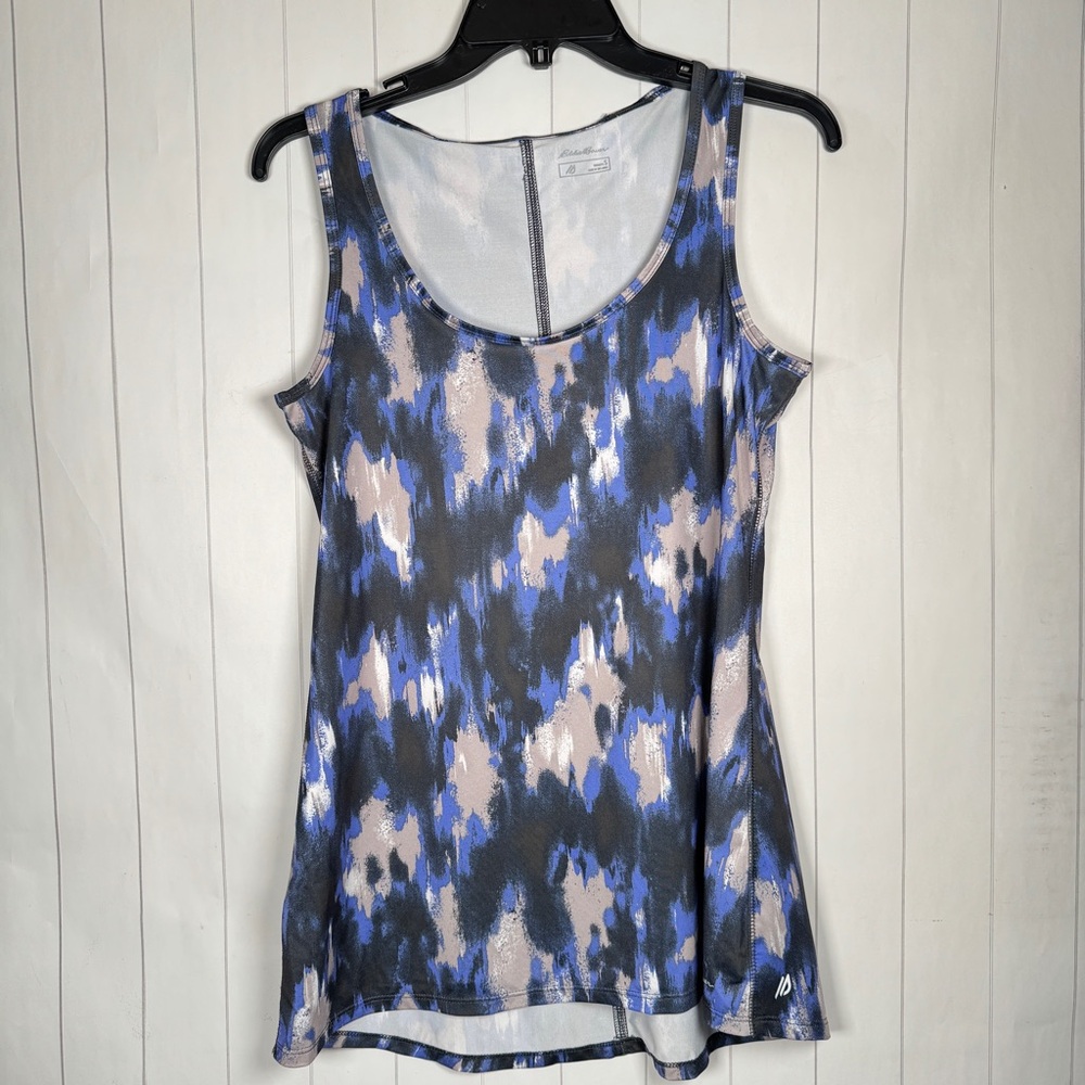 Eddie Bauer Athletic Sporty Tank Top Blue Abstract Print Hiking Activewear Small
